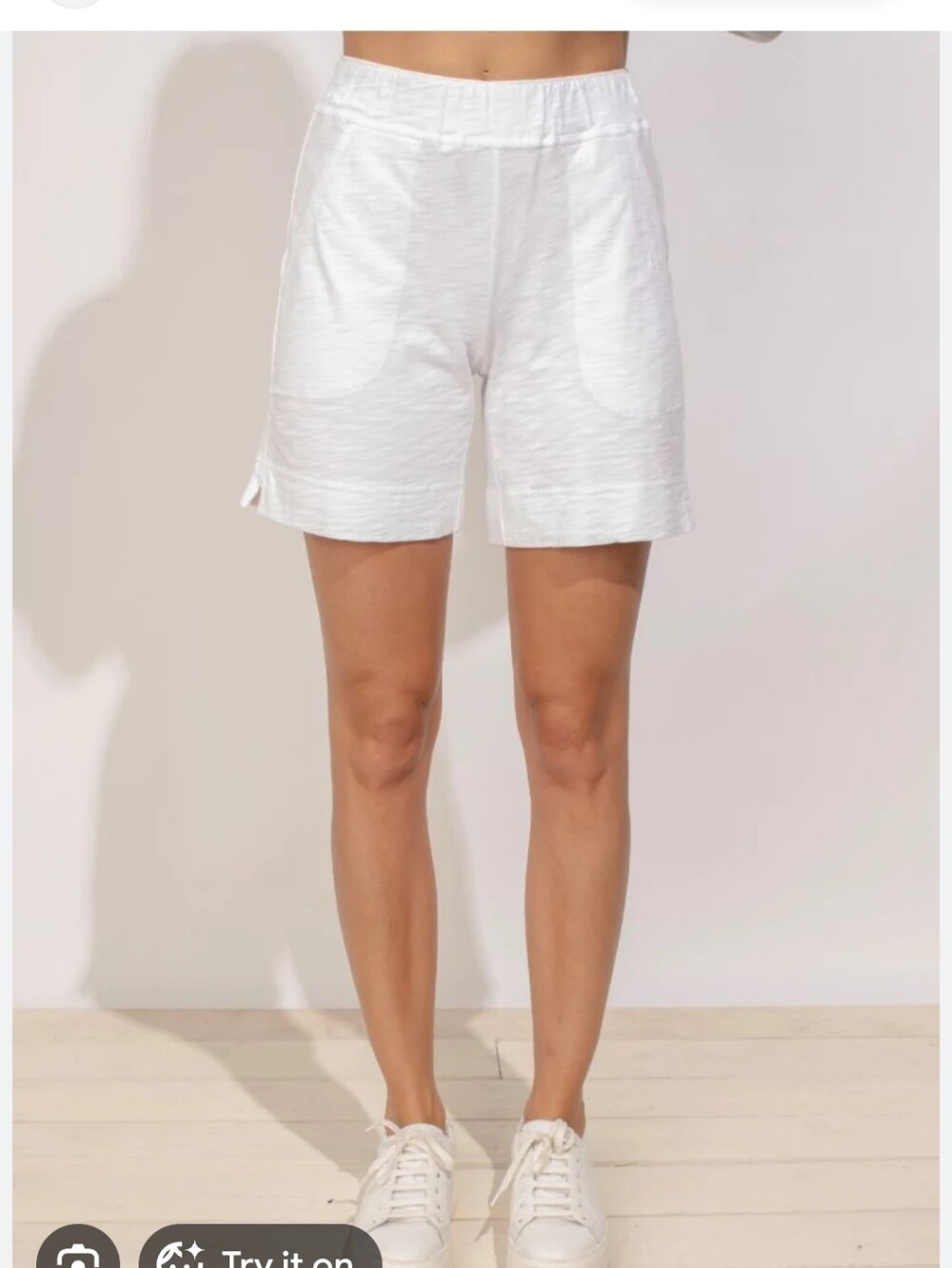 Escape By Habitat Slub Cotton White Shorts Pull On Size L Beach Travel Classic - Picture 3 of 9